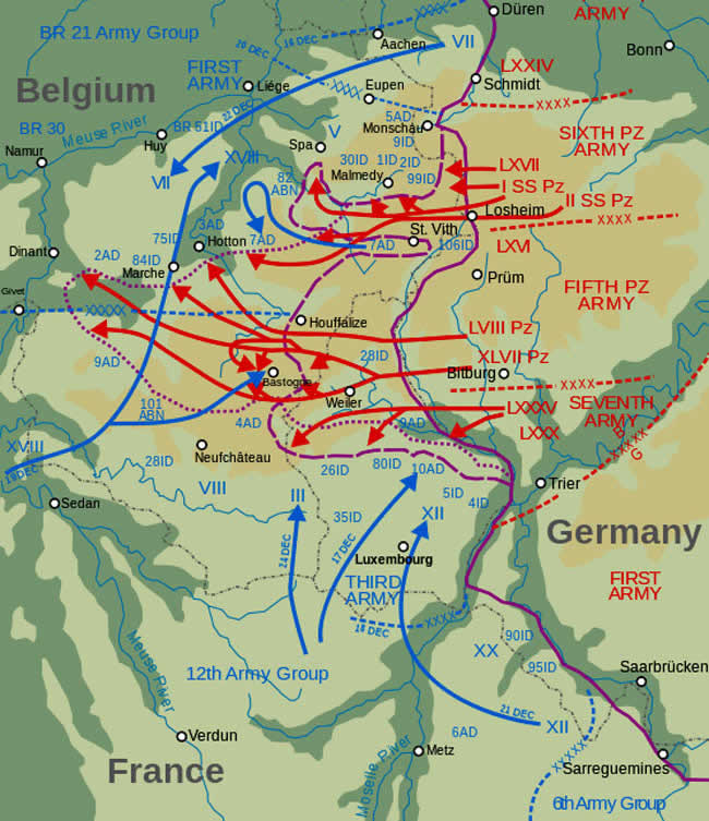 Map Battle of the Bulge 20 December