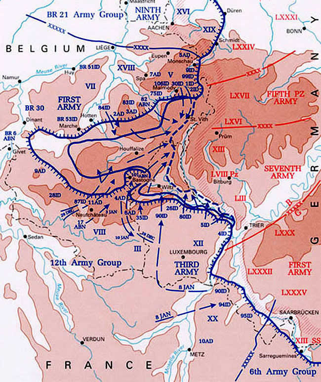 Map Battle of Bulge December to January 