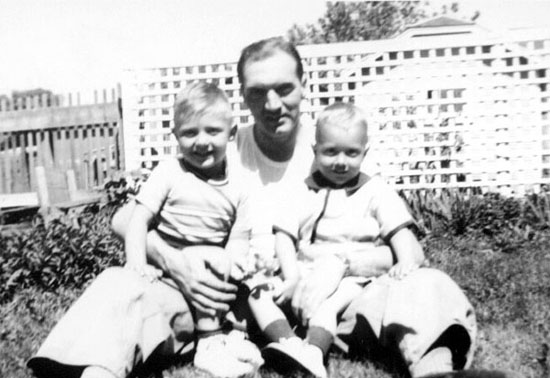 Freer with his sons, Billy and Bob 1944