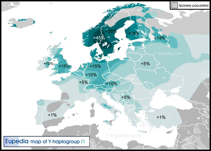 Haplogroup I1 Distribution Map