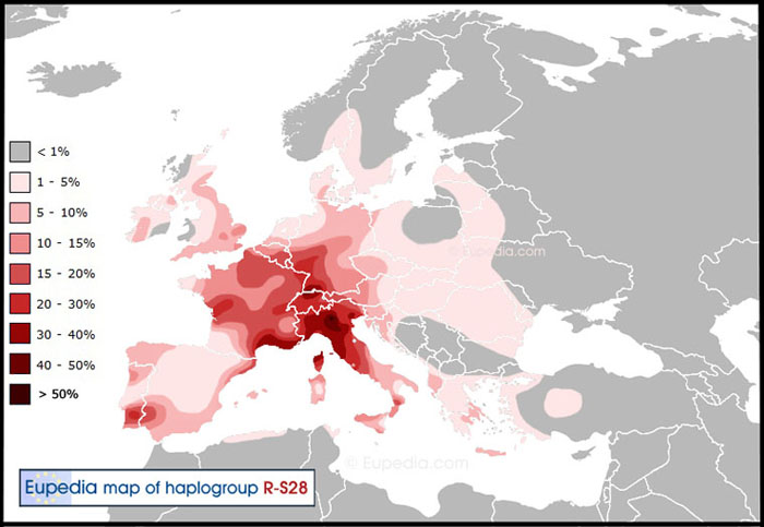 Haplogroup R-U152 Distribution Map
